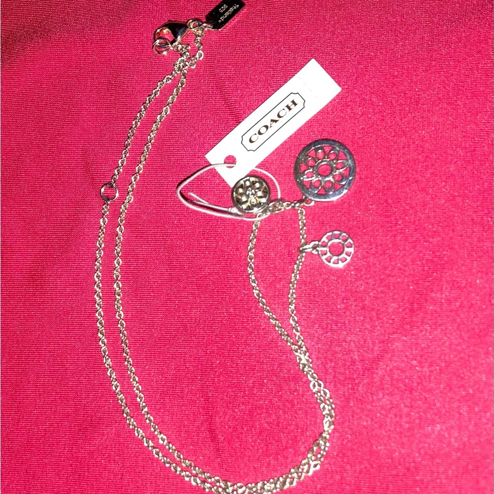 Coach Sterling Silver Layered Triple Medallion Necklace~BNWT